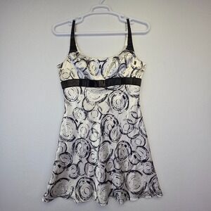 Scala Slip Dress Women 12 Babydoll Satin Y2K‎ Mini Beaded HOCO Coquette